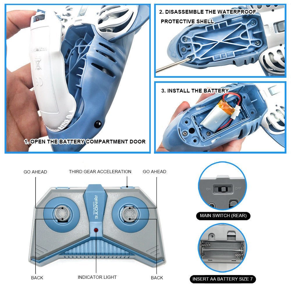 Remote Control Shark 2.4G Remote Control Fish Children's Toys Summer Water Toys - Image 5