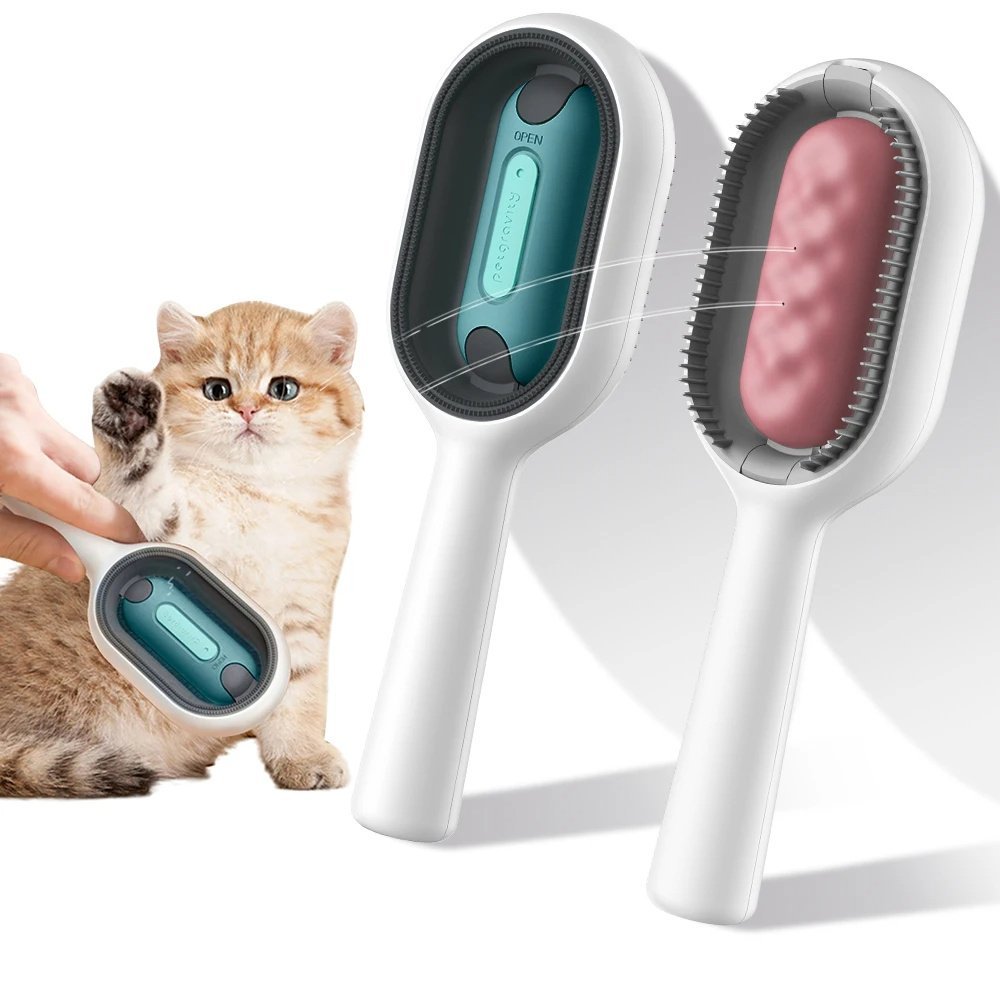 Cat Hair Brush With Water, Sticky Brush For Cats, 4 In-1 Cat Grooming Brush Creative Update Cat Dog Grooming Comb With Water Tank Double-Sided Hair Removal Brush Kitten Pet Supplies Accessories - Image 5