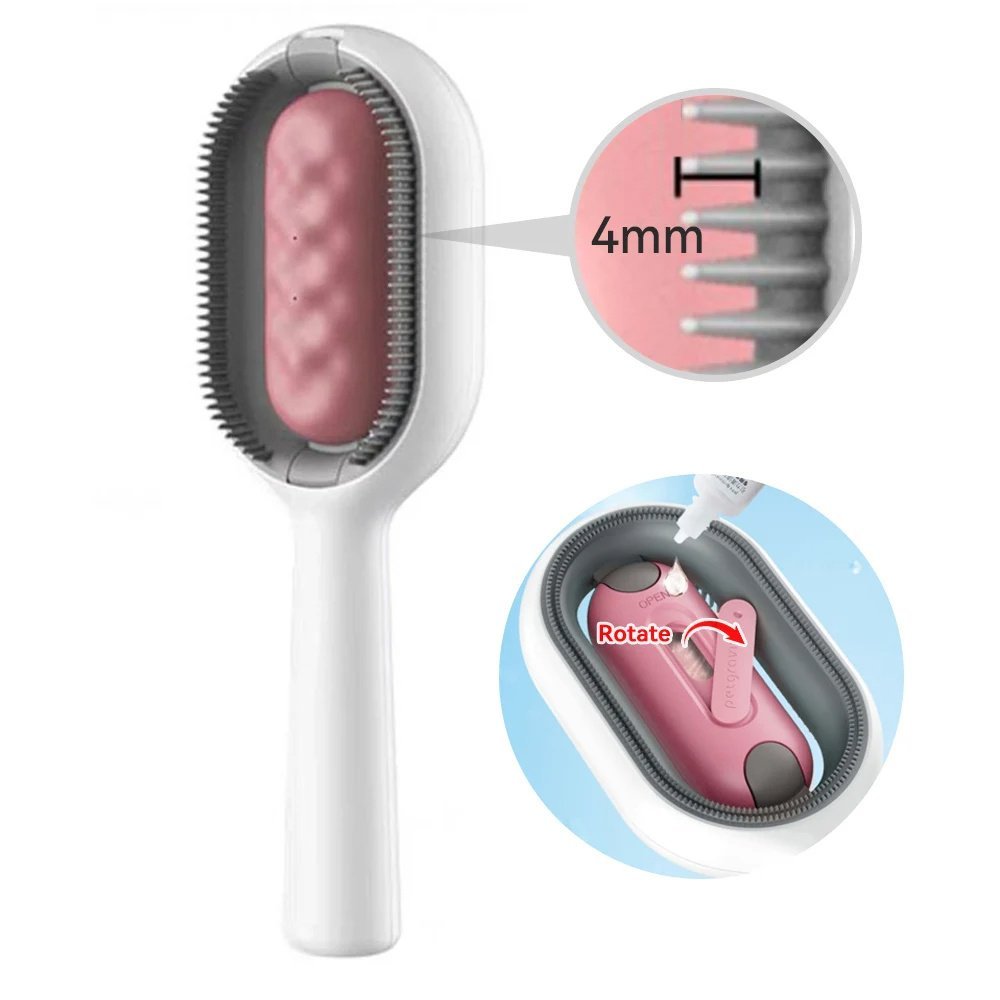 Cat Hair Brush With Water, Sticky Brush For Cats, 4 In-1 Cat Grooming Brush Creative Update Cat Dog Grooming Comb With Water Tank Double-Sided Hair Removal Brush Kitten Pet Supplies Accessories - Image 6