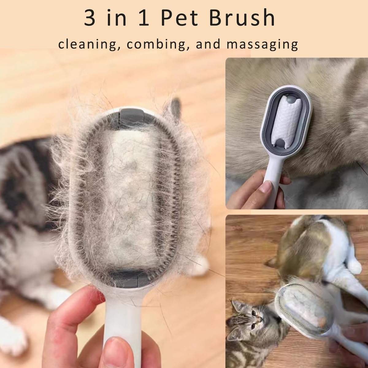Cat Hair Brush With Water, Sticky Brush For Cats, 4 In-1 Cat Grooming Brush Creative Update Cat Dog Grooming Comb With Water Tank Double-Sided Hair Removal Brush Kitten Pet Supplies Accessories - Image 9