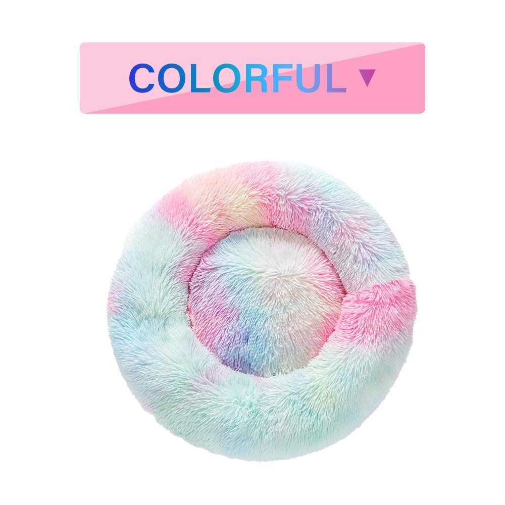Fluffy Donut Dog Bed Warm Soft Long Plush Pet Cushion Dog House Cat Bed Washable Pet Sofa Mat Calming Samll Large Dog Beds - Image 2